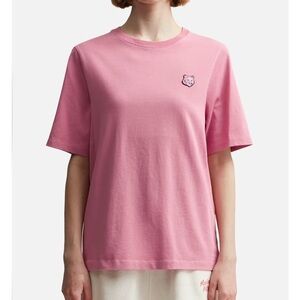 NWT MAISON KITSUNÉ BOLD FOX HEAD PATCH COMFORT TEE SHIRT Rosebud Pink S